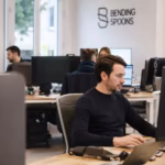 Focused workspace in a tech office