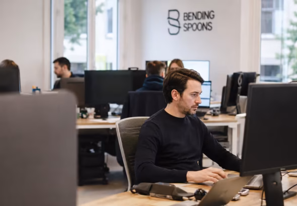 Focused workspace in a tech office