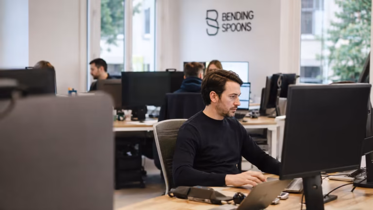 Focused workspace in a tech office